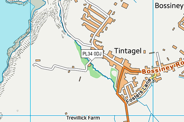 PL34 0DJ map - OS VectorMap District (Ordnance Survey)