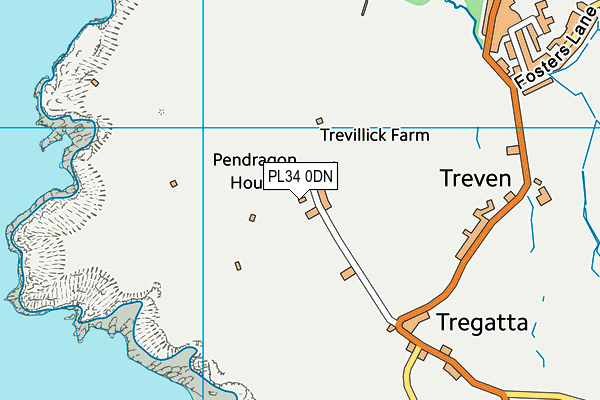 PL34 0DN map - OS VectorMap District (Ordnance Survey)