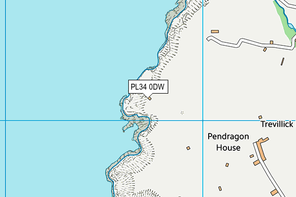 PL34 0DW map - OS VectorMap District (Ordnance Survey)