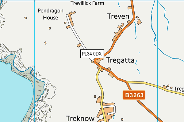 PL34 0DX map - OS VectorMap District (Ordnance Survey)