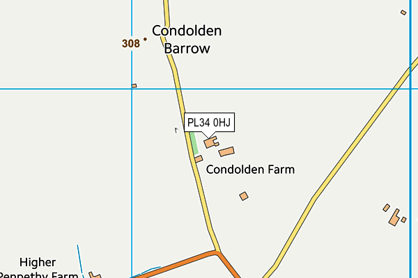 PL34 0HJ map - OS VectorMap District (Ordnance Survey)