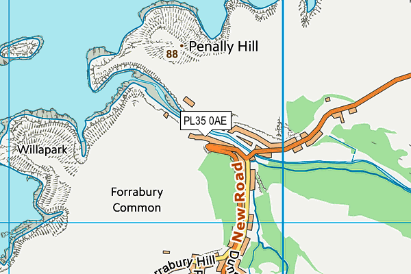 PL35 0AE map - OS VectorMap District (Ordnance Survey)