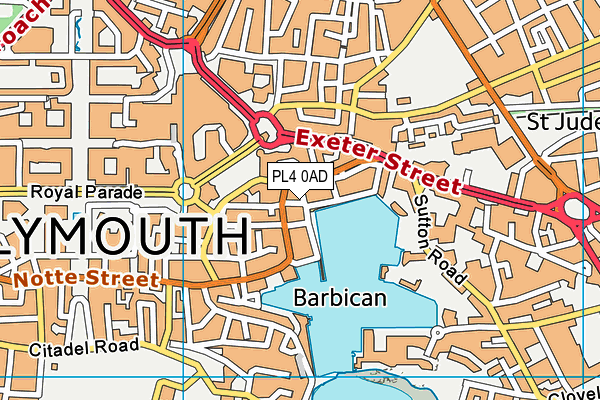 PL4 0AD map - OS VectorMap District (Ordnance Survey)