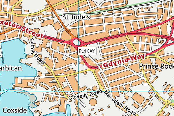 PL4 0AY map - OS VectorMap District (Ordnance Survey)