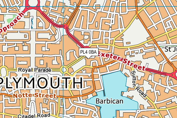 PL4 0BA map - OS VectorMap District (Ordnance Survey)