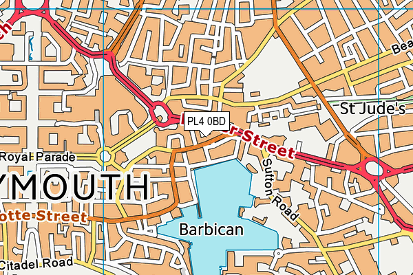 PL4 0BD map - OS VectorMap District (Ordnance Survey)