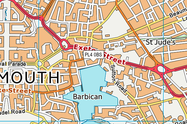 PL4 0BS map - OS VectorMap District (Ordnance Survey)