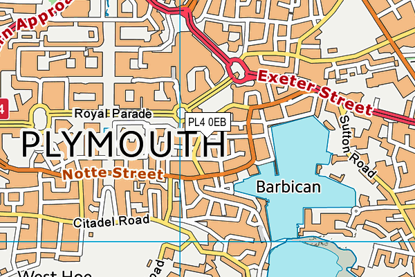 PL4 0EB map - OS VectorMap District (Ordnance Survey)