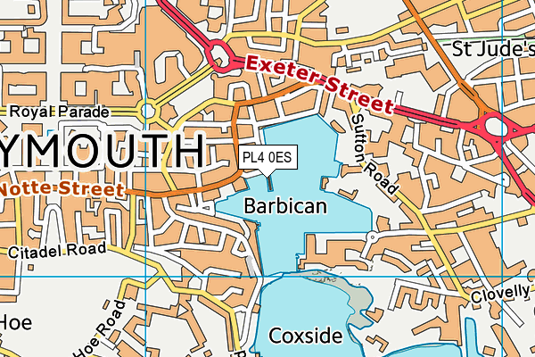 PL4 0ES map - OS VectorMap District (Ordnance Survey)