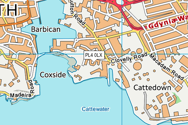 PL4 0LX map - OS VectorMap District (Ordnance Survey)