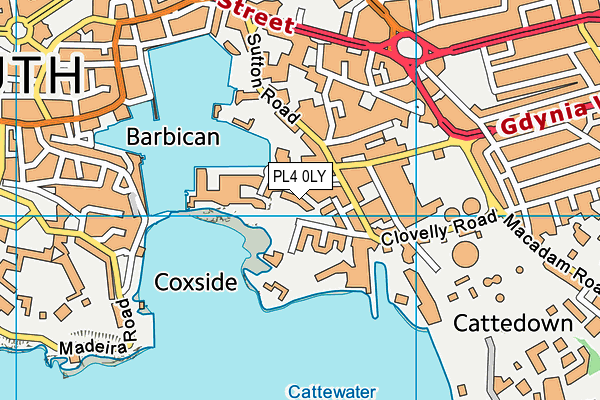 PL4 0LY map - OS VectorMap District (Ordnance Survey)