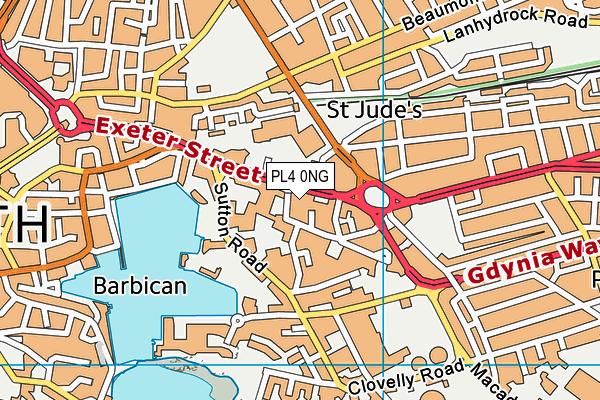 PL4 0NG map - OS VectorMap District (Ordnance Survey)