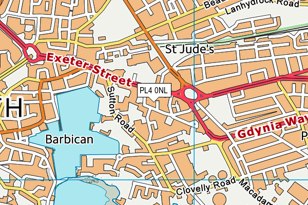 PL4 0NL map - OS VectorMap District (Ordnance Survey)