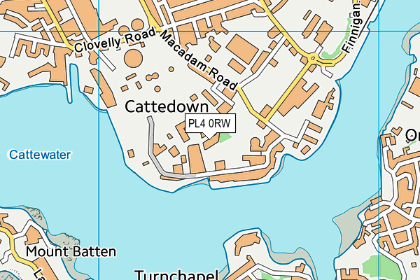 PL4 0RW map - OS VectorMap District (Ordnance Survey)