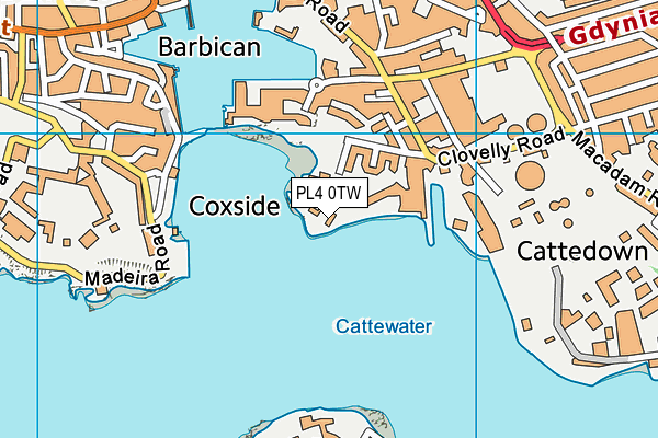 PL4 0TW map - OS VectorMap District (Ordnance Survey)