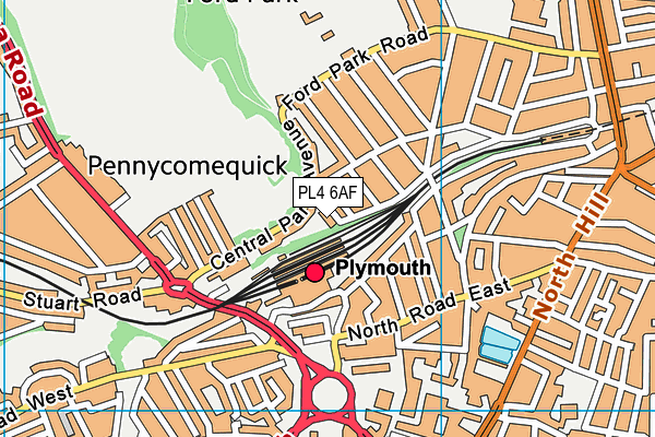 PL4 6AF map - OS VectorMap District (Ordnance Survey)