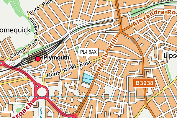 PL4 6AX map - OS VectorMap District (Ordnance Survey)