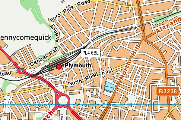 PL4 6BL map - OS VectorMap District (Ordnance Survey)