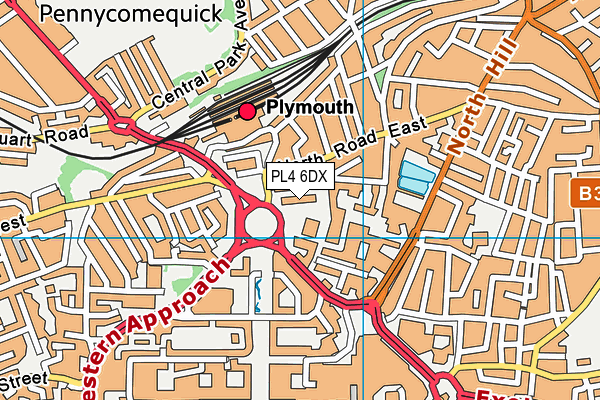 PL4 6DX map - OS VectorMap District (Ordnance Survey)