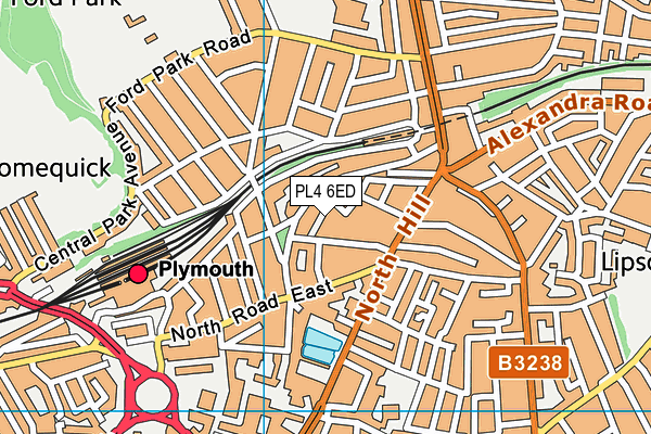 PL4 6ED map - OS VectorMap District (Ordnance Survey)