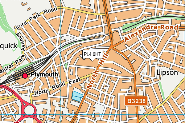 Plymouth High School For Girls map (PL4 6HT) - OS VectorMap District (Ordnance Survey)
