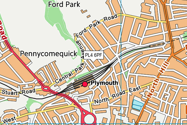 PL4 6PF map - OS VectorMap District (Ordnance Survey)