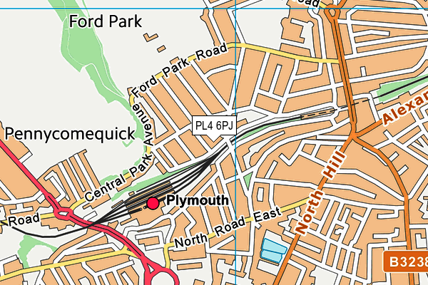 PL4 6PJ map - OS VectorMap District (Ordnance Survey)