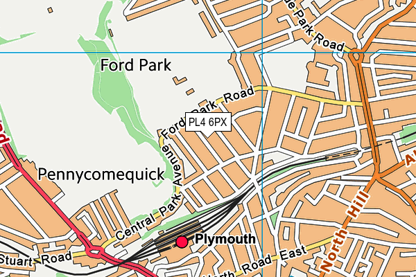 PL4 6PX map - OS VectorMap District (Ordnance Survey)