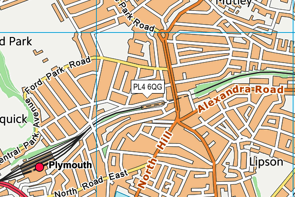 PL4 6QG map - OS VectorMap District (Ordnance Survey)