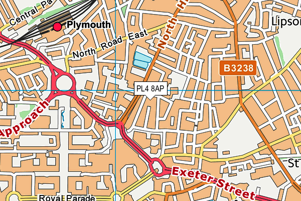 PL4 8AP map - OS VectorMap District (Ordnance Survey)