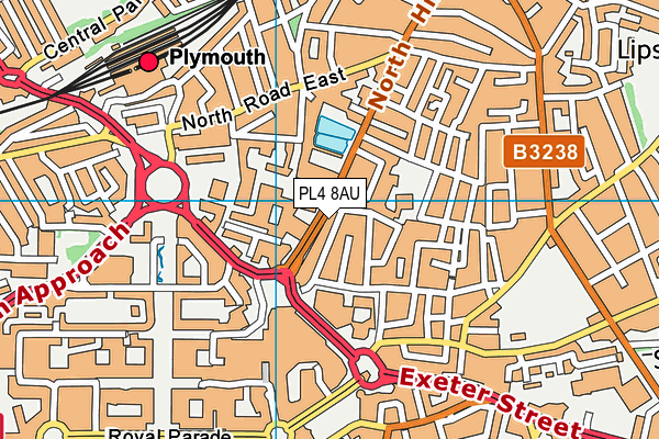 PL4 8AU map - OS VectorMap District (Ordnance Survey)