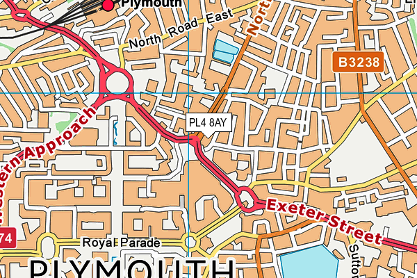 PL4 8AY map - OS VectorMap District (Ordnance Survey)