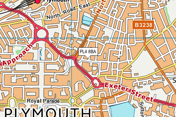 PL4 8BA map - OS VectorMap District (Ordnance Survey)