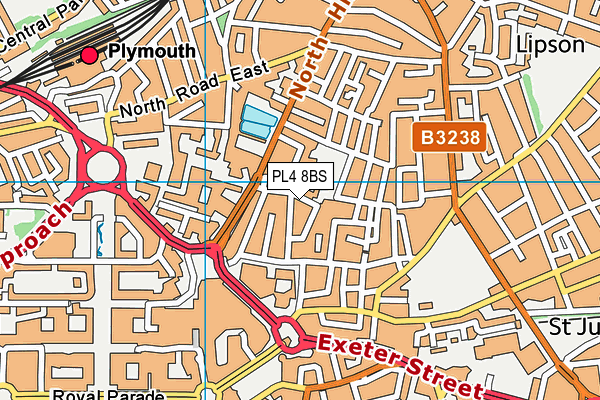 PL4 8BS map - OS VectorMap District (Ordnance Survey)