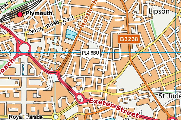 PL4 8BU map - OS VectorMap District (Ordnance Survey)