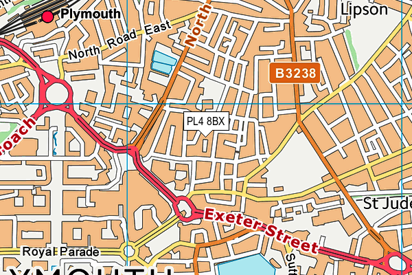 PL4 8BX map - OS VectorMap District (Ordnance Survey)