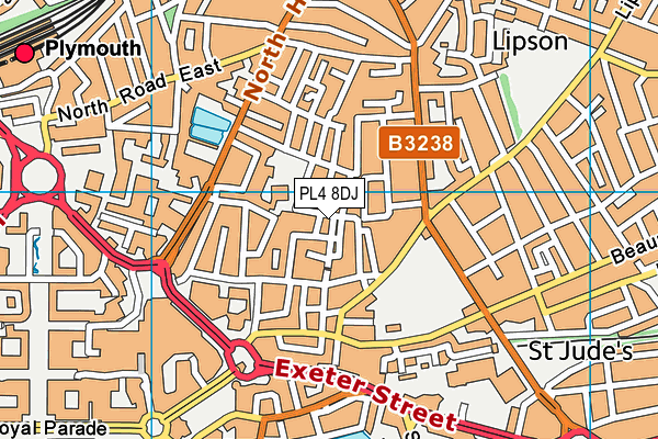 PL4 8DJ map - OS VectorMap District (Ordnance Survey)