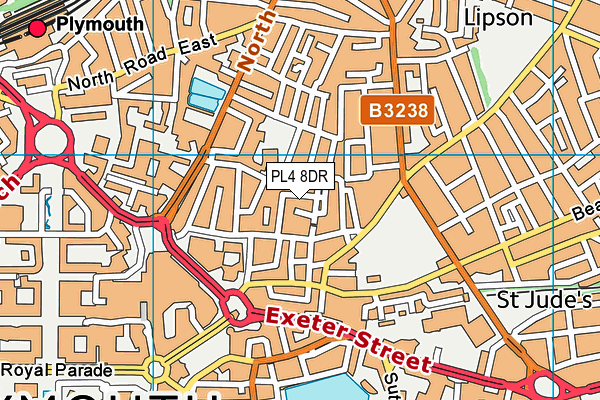 PL4 8DR map - OS VectorMap District (Ordnance Survey)