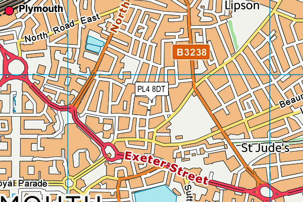 PL4 8DT map - OS VectorMap District (Ordnance Survey)