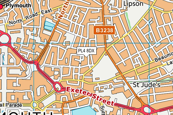 PL4 8DX map - OS VectorMap District (Ordnance Survey)