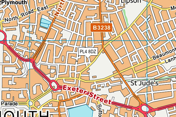 PL4 8DZ map - OS VectorMap District (Ordnance Survey)