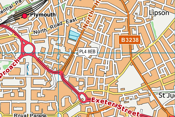 PL4 8EB map - OS VectorMap District (Ordnance Survey)