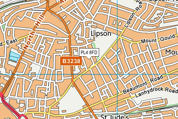 PL4 8FD map - OS VectorMap District (Ordnance Survey)