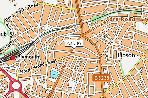 PL4 8HW map - OS VectorMap District (Ordnance Survey)