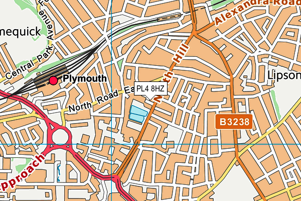 PL4 8HZ map - OS VectorMap District (Ordnance Survey)