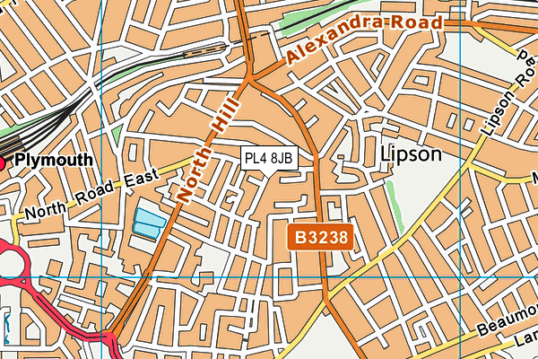 PL4 8JB map - OS VectorMap District (Ordnance Survey)