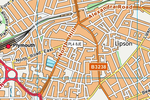 PL4 8JE map - OS VectorMap District (Ordnance Survey)