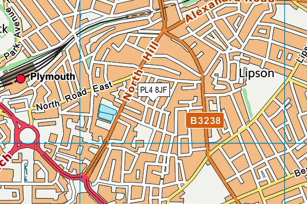 PL4 8JF map - OS VectorMap District (Ordnance Survey)