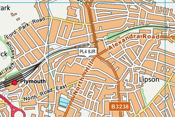 PL4 8JR map - OS VectorMap District (Ordnance Survey)