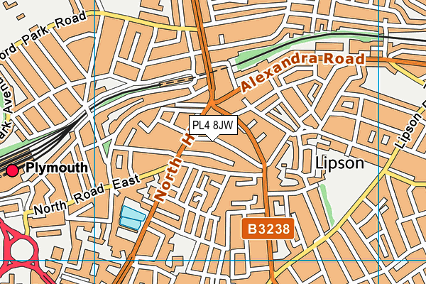 PL4 8JW map - OS VectorMap District (Ordnance Survey)